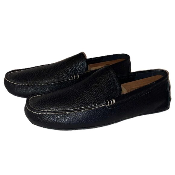 Banana Republic Black Pebbled Leather Driving Mocs Loafers Mens Slip-ons Sz 10 - Picture 2 of 6